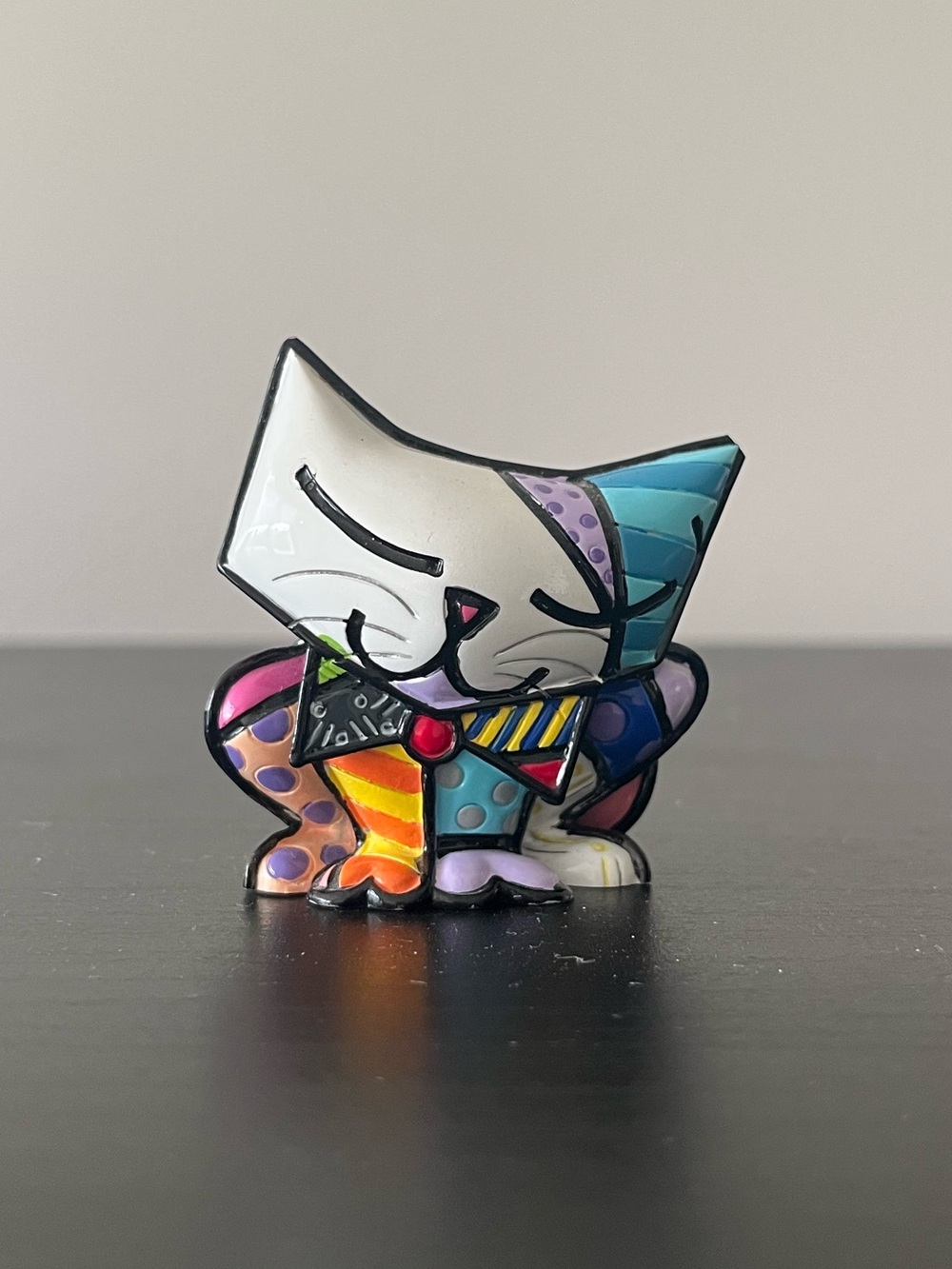 Romero Britto Ceramic Cat Sculpture